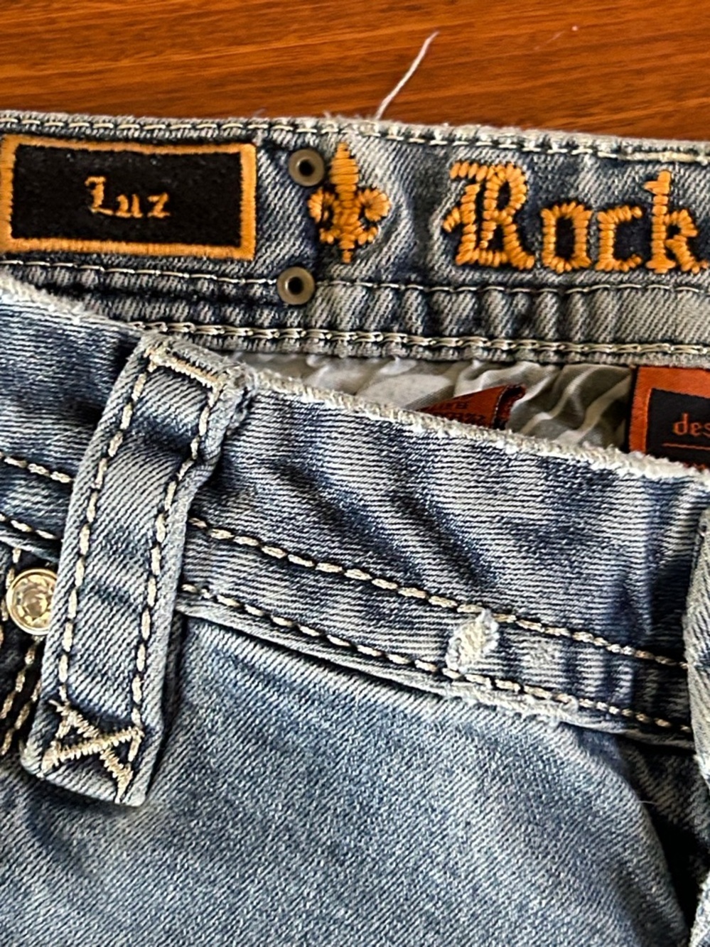 Rock Revival Luz Easy Straight Bedazzled Jeans Size 34 - Picture 9 of 15